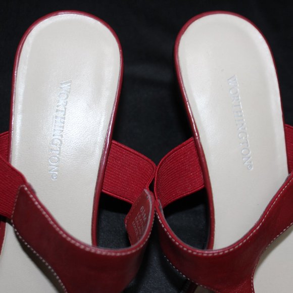 Worthington Red Leather Sandals Heels - Picture 13 of 13